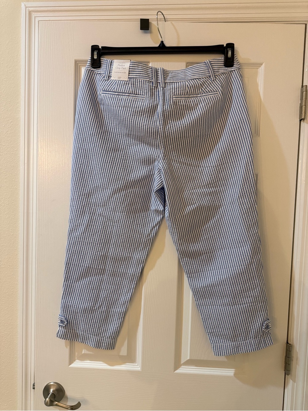 Talbots Blue and White Striped Seersucker Crop Pants - Picture 5 of 9